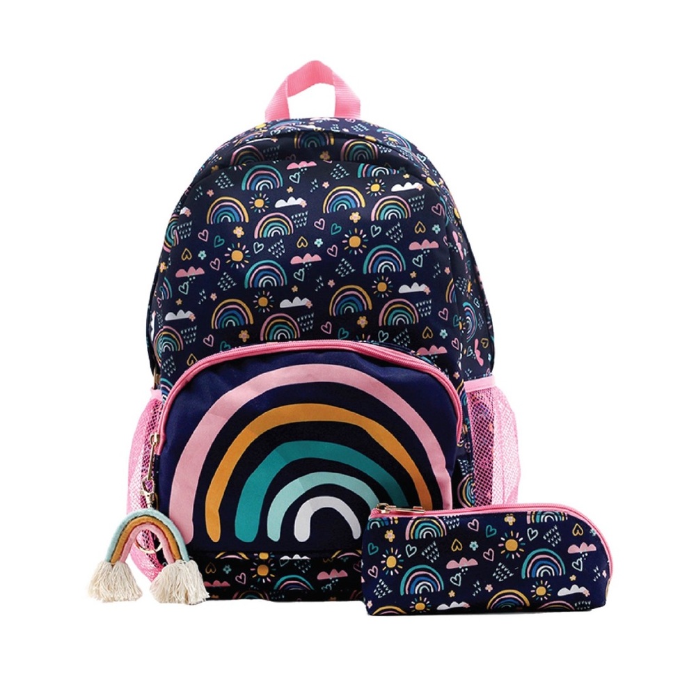 2-in-1 Kids Backpack & Pencil Pouch Set, Backpack for Kids Rainbows
